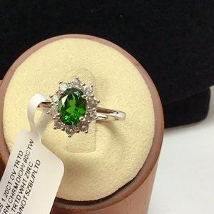 Chrome Diopside White Zircon Sterling Silver Ring Size 7 3/4 NWT